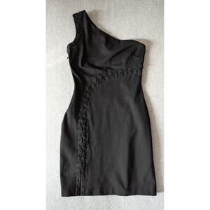 HALSTON HERITAGE Dress Size 6 NWT Lace Up One‎ Shoulder Ponte Fitted Sheath